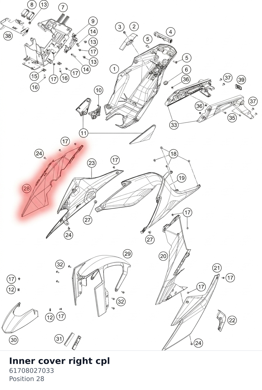 Diagram preview: Inner cover right cpl (61708027033)