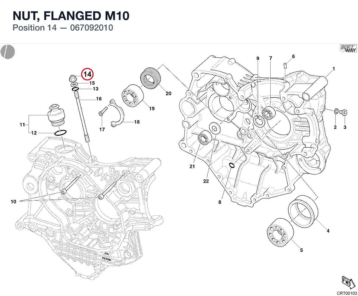 NUT, FLANGED M10 067092010 diagram position
