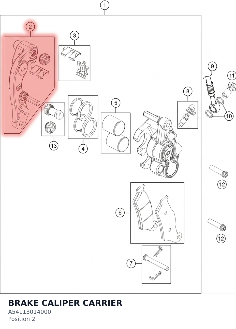 Diagram preview: BRAKE CALIPER CARRIER (A54113014000)