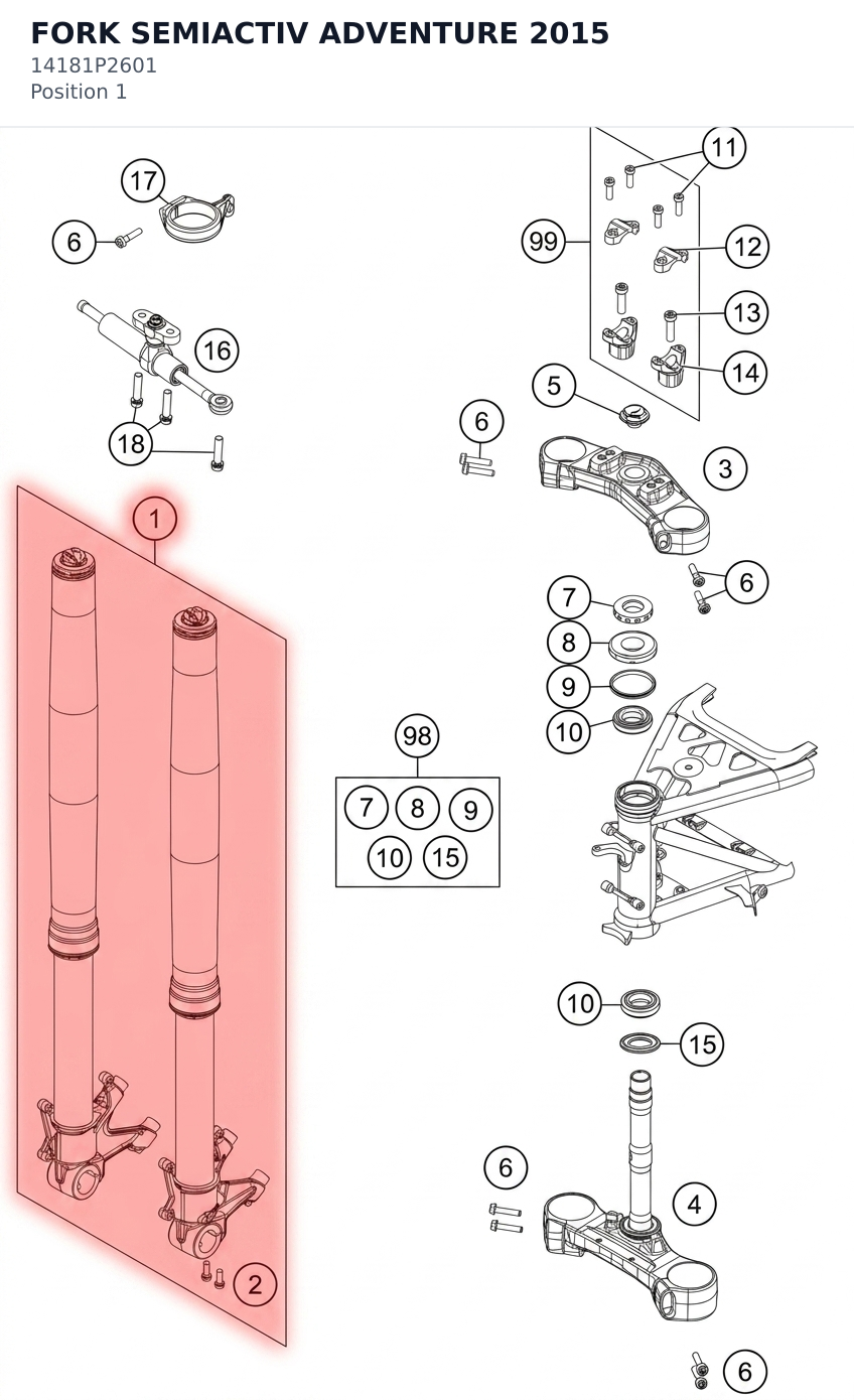 Diagram preview: FORK SEMIACTIV ADVENTURE 2015 (14181P2601)