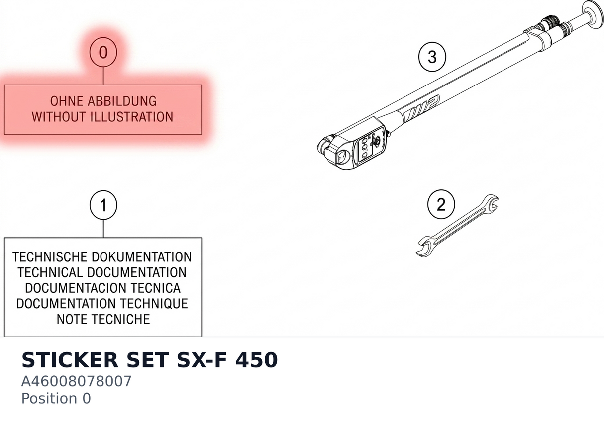 Diagram preview: STICKER SET SX-F 450 (A46008078007)