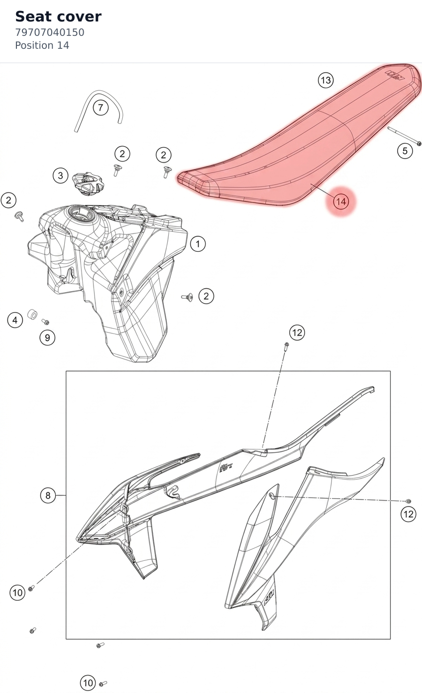 Diagram preview: Seat cover (79707040150)