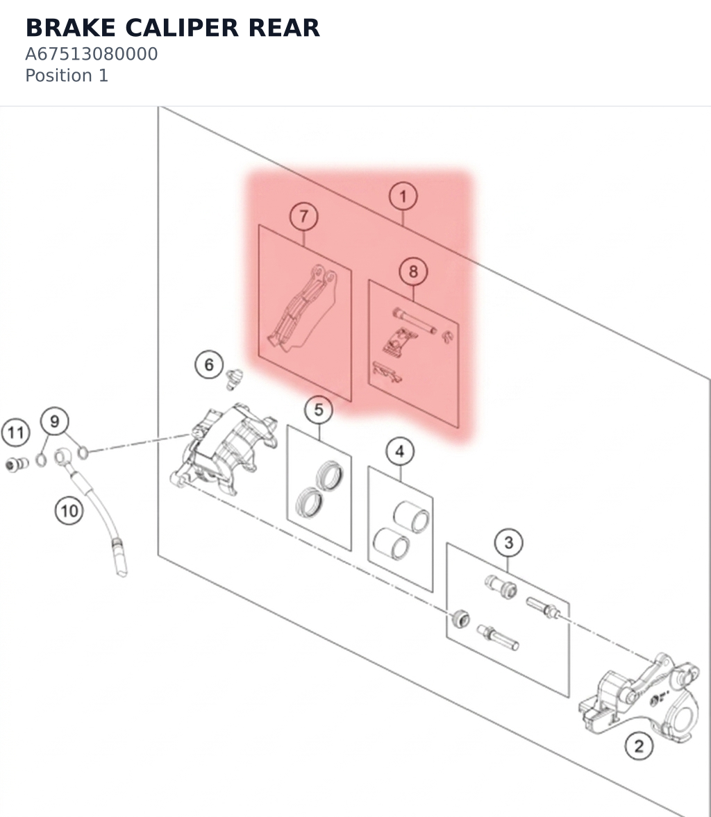 Diagram preview: BRAKE CALIPER REAR (A67513080000)