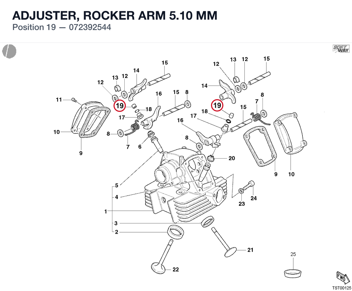 ADJUSTER, ROCKER ARM 5.10 MM 072392544 diagram position