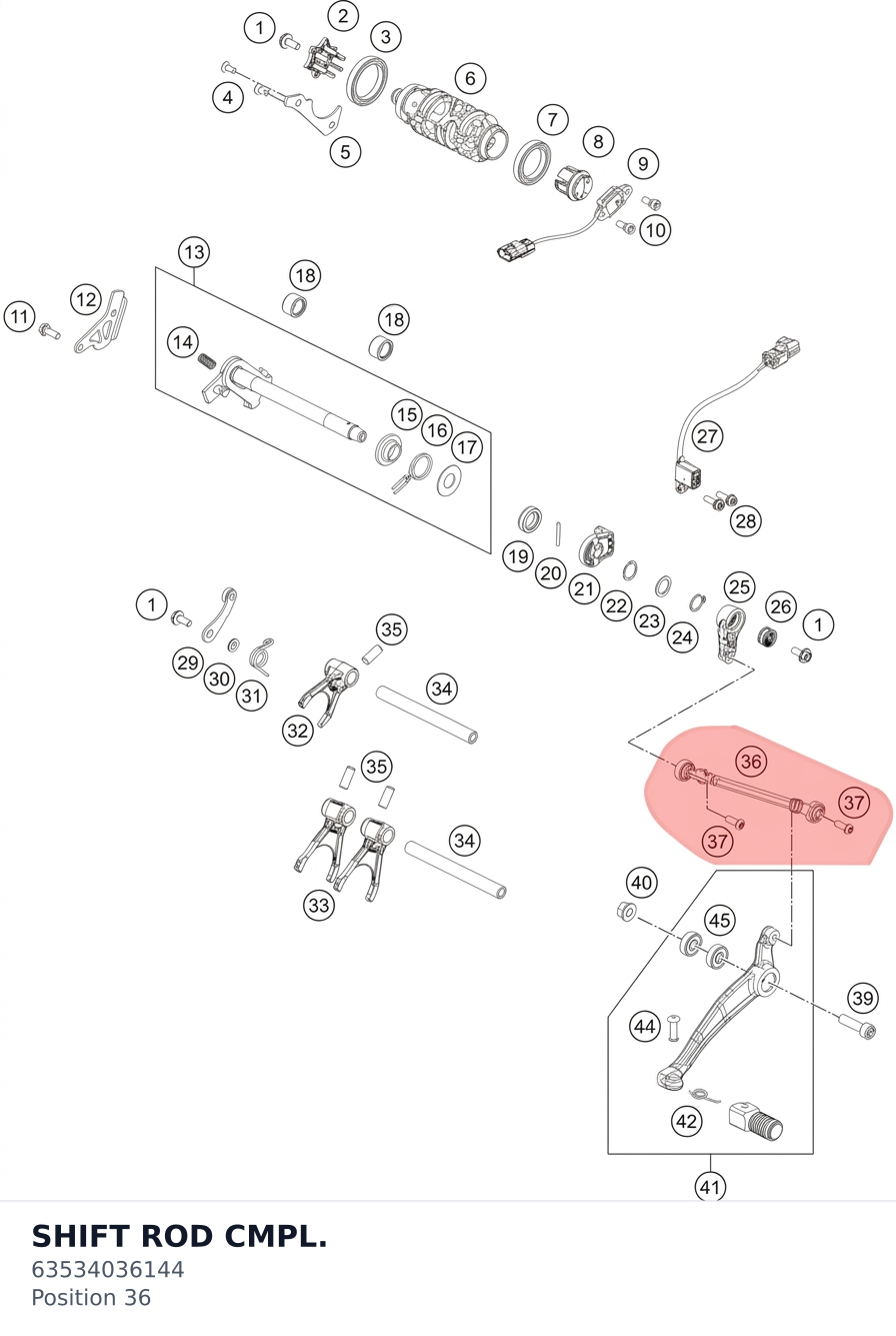 Diagram preview: SHIFT ROD CMPL. (63534036144)