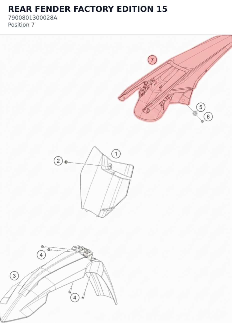 Diagram preview: REAR FENDER FACTORY EDITION 15 (7900801300028A)