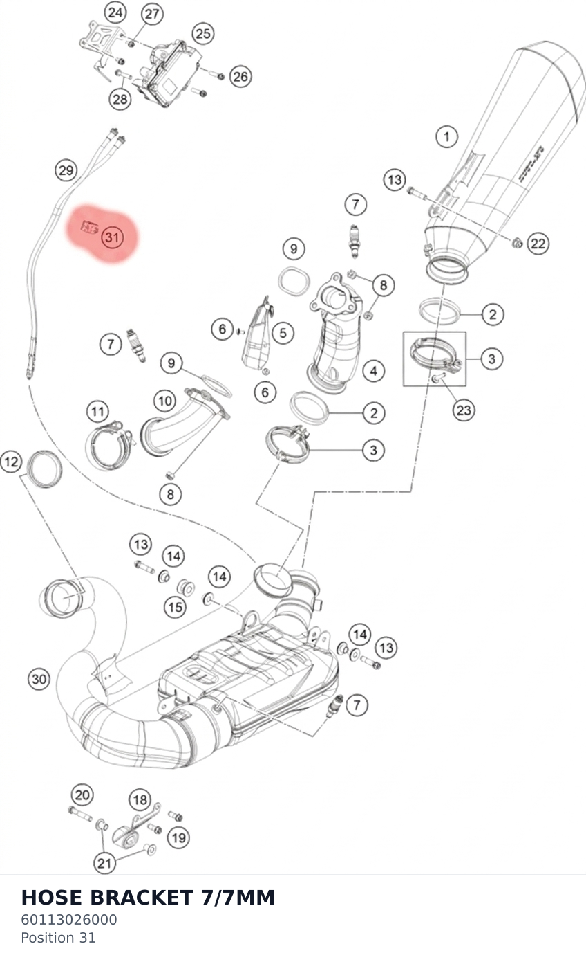 Diagram preview: HOSE BRACKET 7/7MM (60113026000)