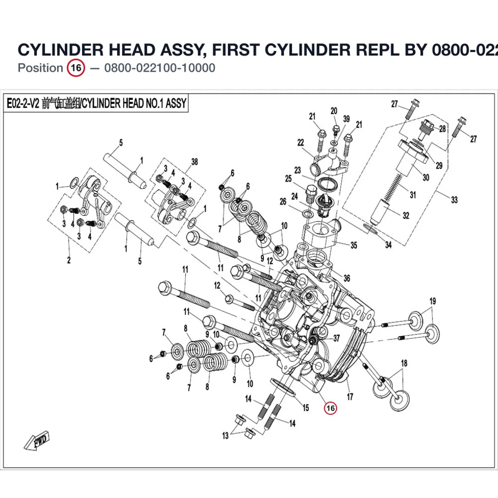 CYLINDER HEAD ASSY, FIRST CYLINDER REPL BY 0800-022100-10001 product image