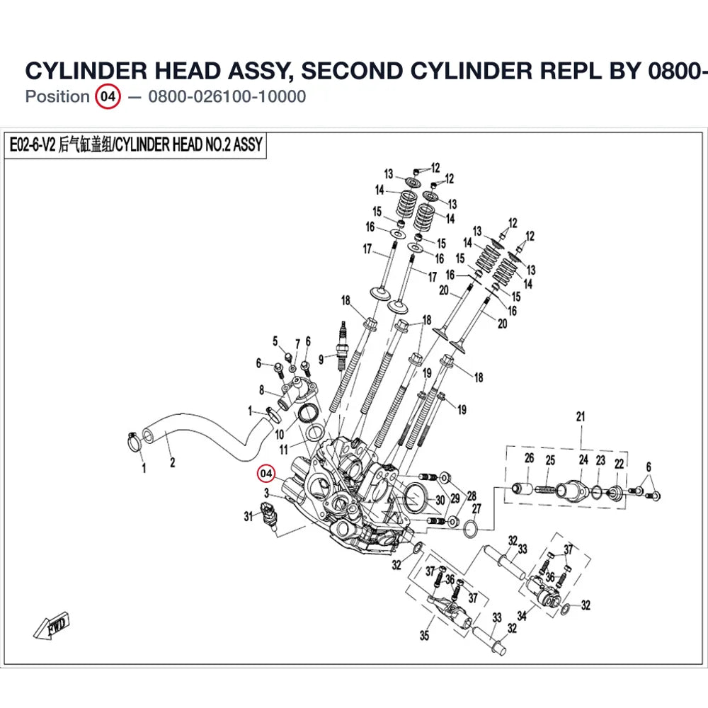 CYLINDER HEAD ASSY, SECOND CYLINDER REPL BY 0800-026100-10001 product image