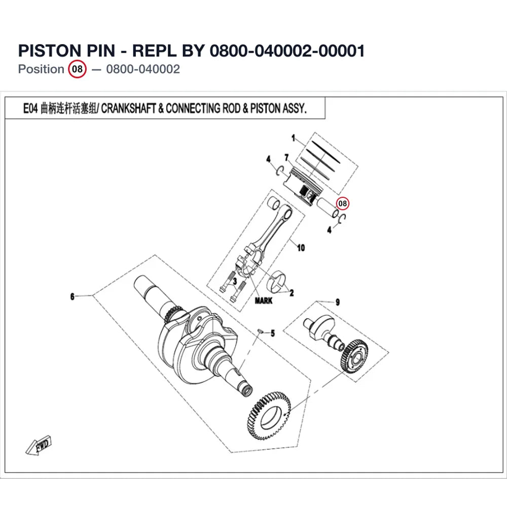 PISTON PIN - REPL BY 0800-040002-00001 product image