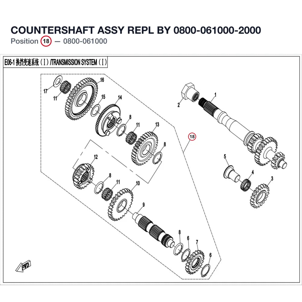 COUNTERSHAFT ASSY REPL BY 0800-061000-2000 product image