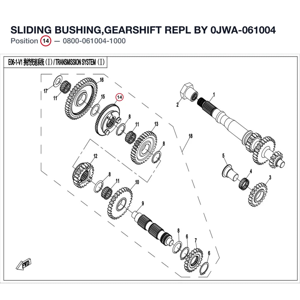 SLIDING BUSHING,GEARSHIFT REPL BY 0JWA-061004 product image