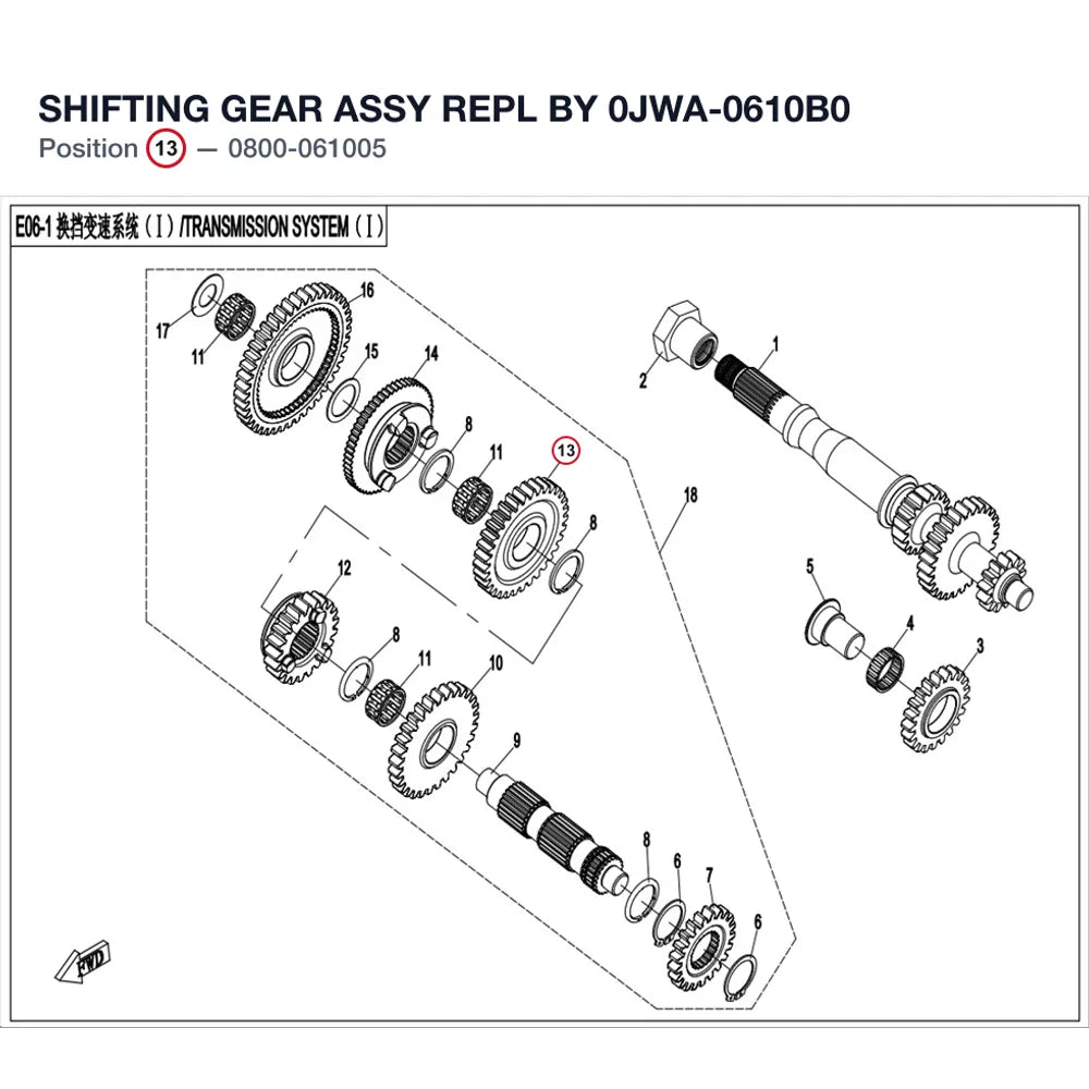 SHIFTING GEAR ASSY REPL BY 0JWA-0610B0 product image