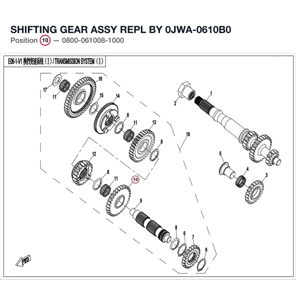 SHIFTING GEAR ASSY REPL BY 0JWA-0610B0 product image