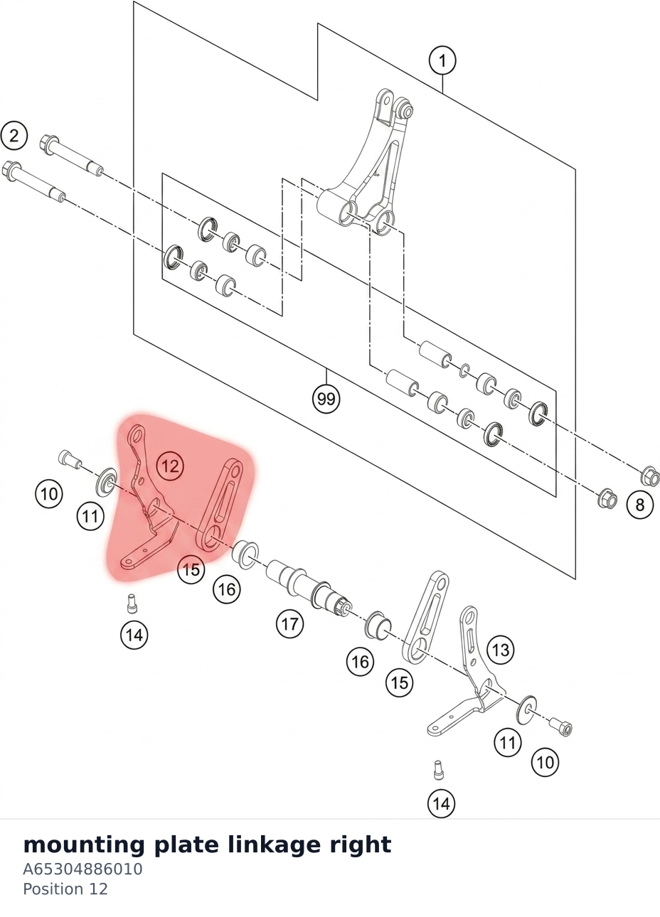 Diagram preview: mounting plate linkage right (A65304886010)