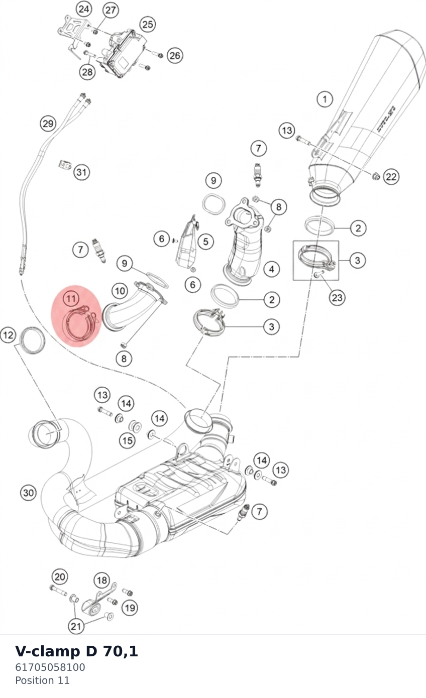 Diagram preview: V-clamp D 70,1 (61705058100)