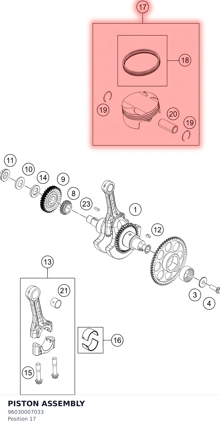 Diagram preview: PISTON ASSEMBLY (96030007033)