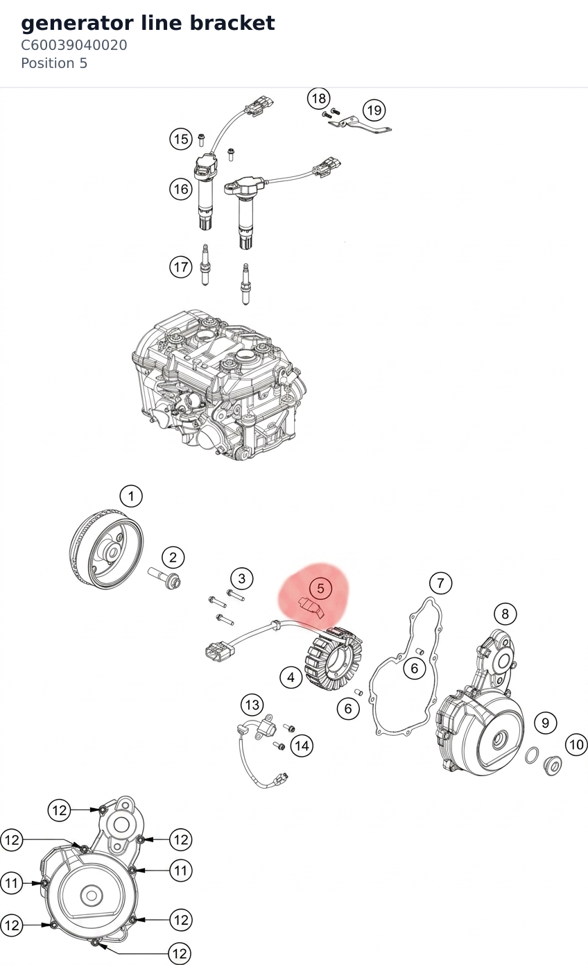 Diagram preview: generator line bracket (C60039040020)