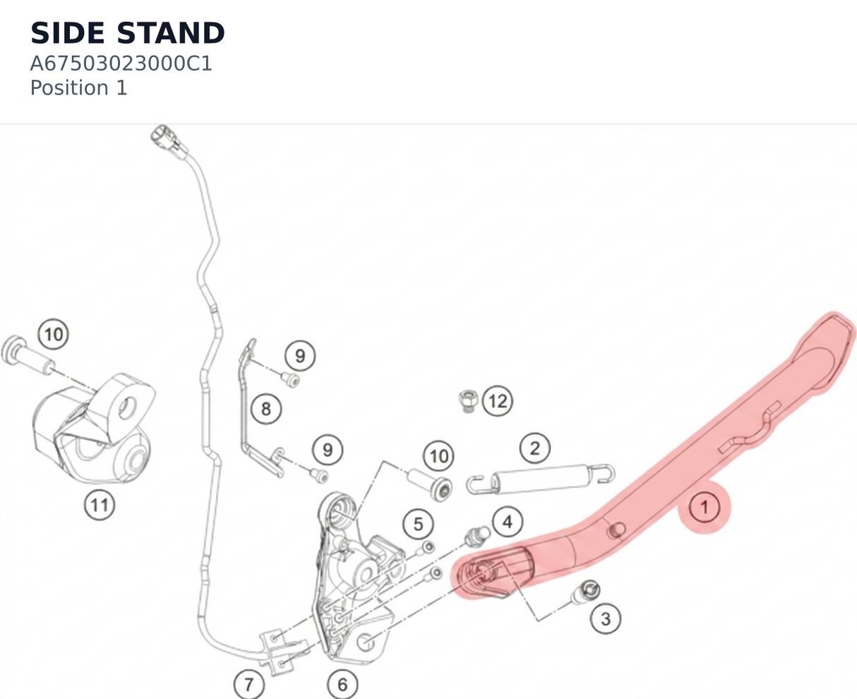 Diagram preview: SIDE STAND (A67503023000C1)