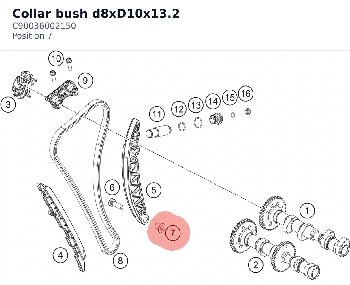 Diagram preview: Collar bush d8xD10x13.2 (C90036002150)