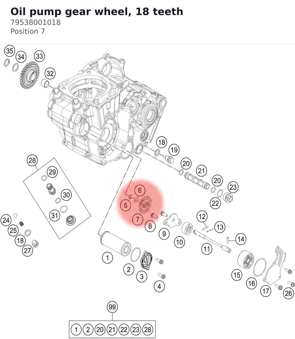 Diagram preview: Oil pump gear wheel, 18 teeth (79538001018)