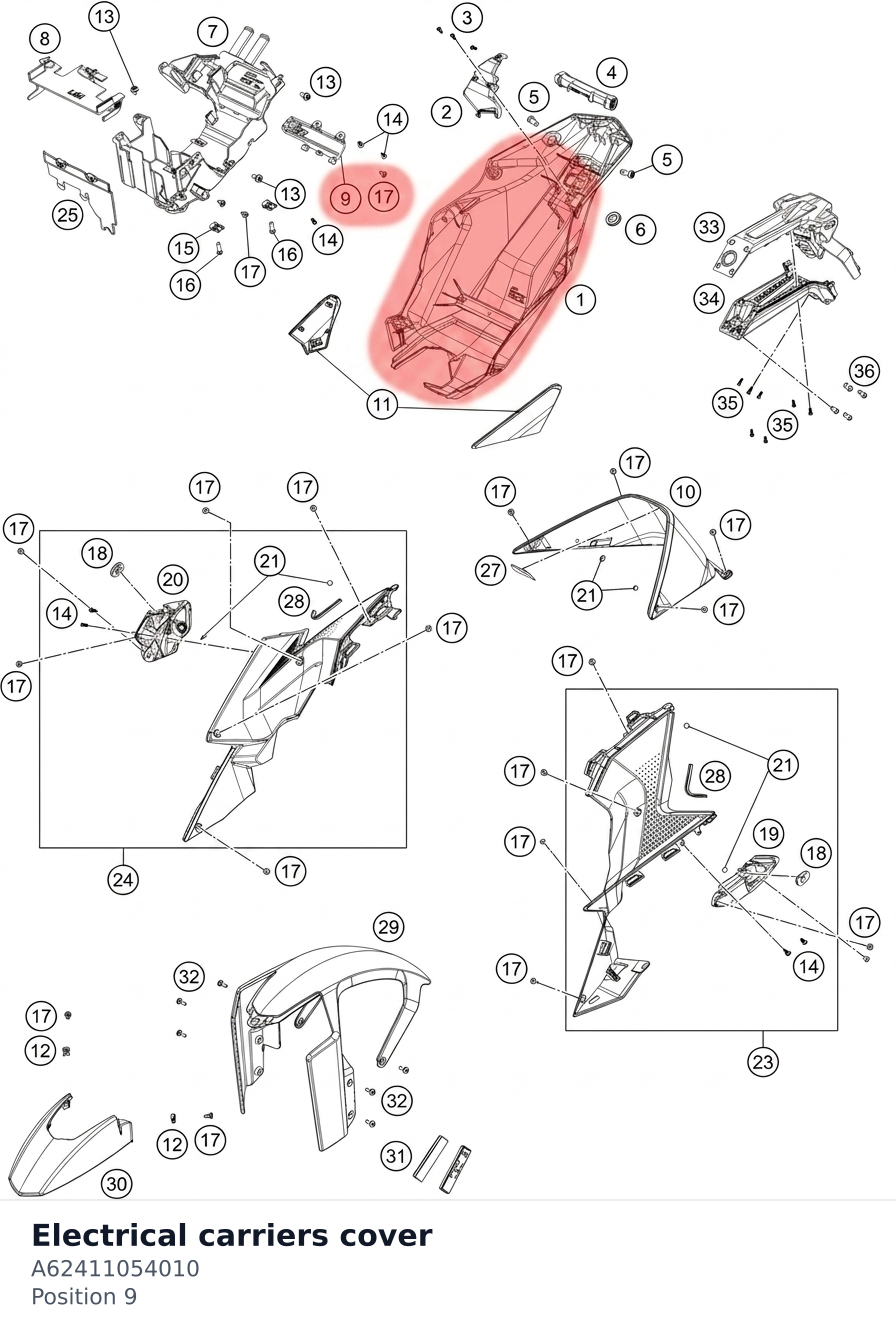Diagram preview: Electrical carriers cover (A62411054010)