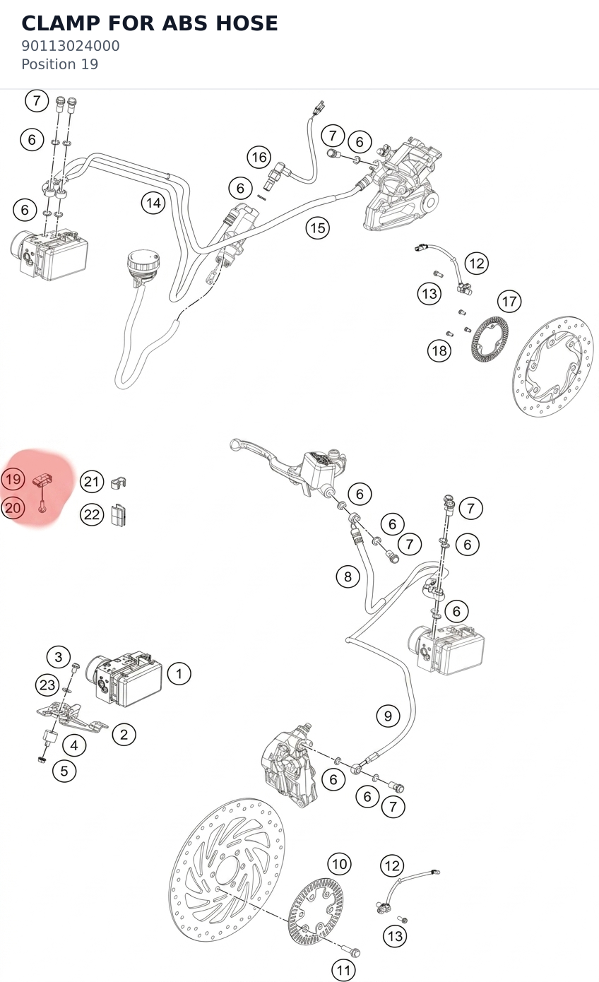 Diagram preview: CLAMP FOR ABS HOSE (90113024000)