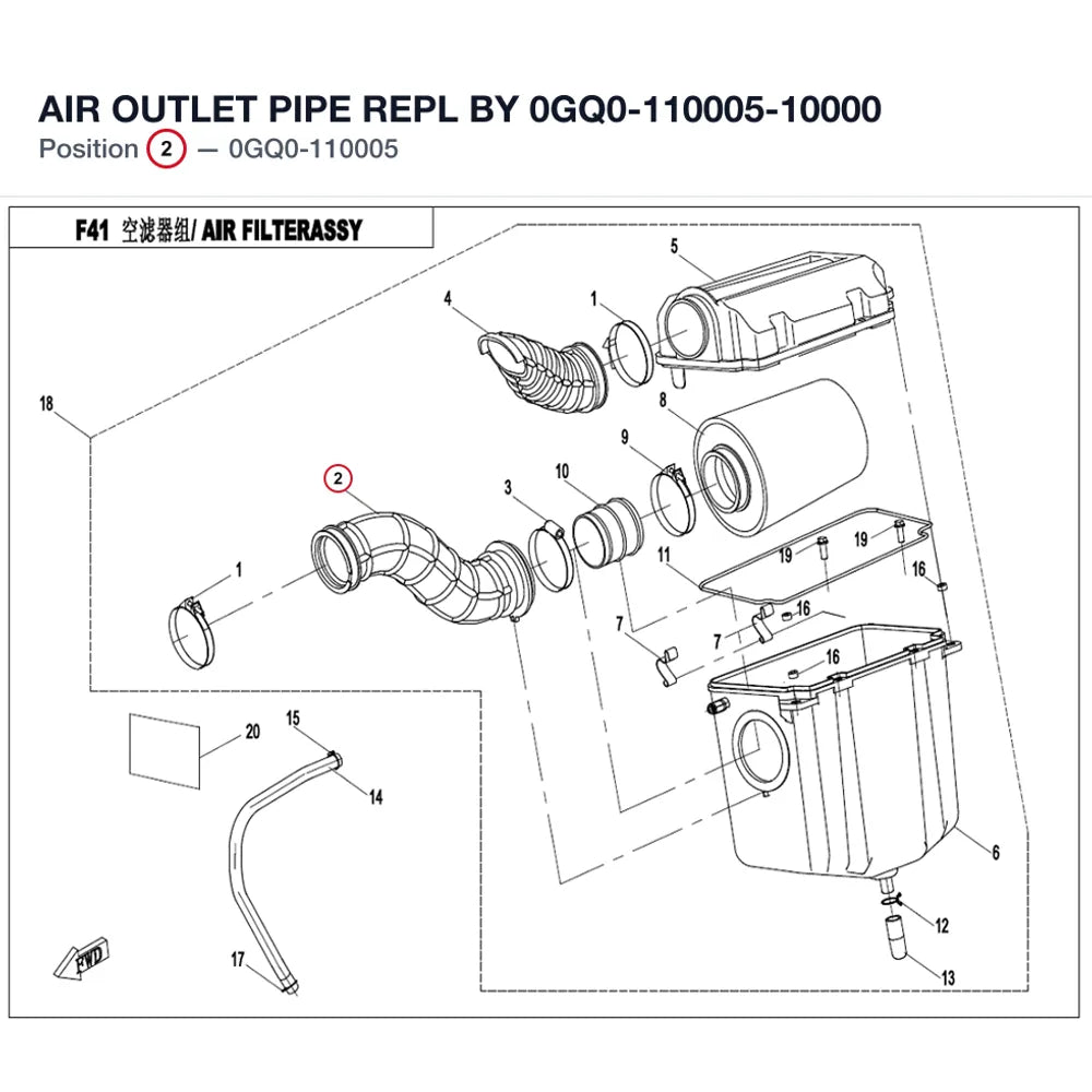 AIR OUTLET PIPE REPL BY 0GQ0-110005-10000 product image