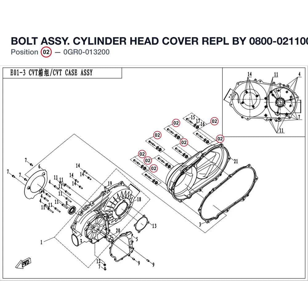BOLT ASSY. CYLINDER HEAD COVER REPL BY 0800-021100 product image