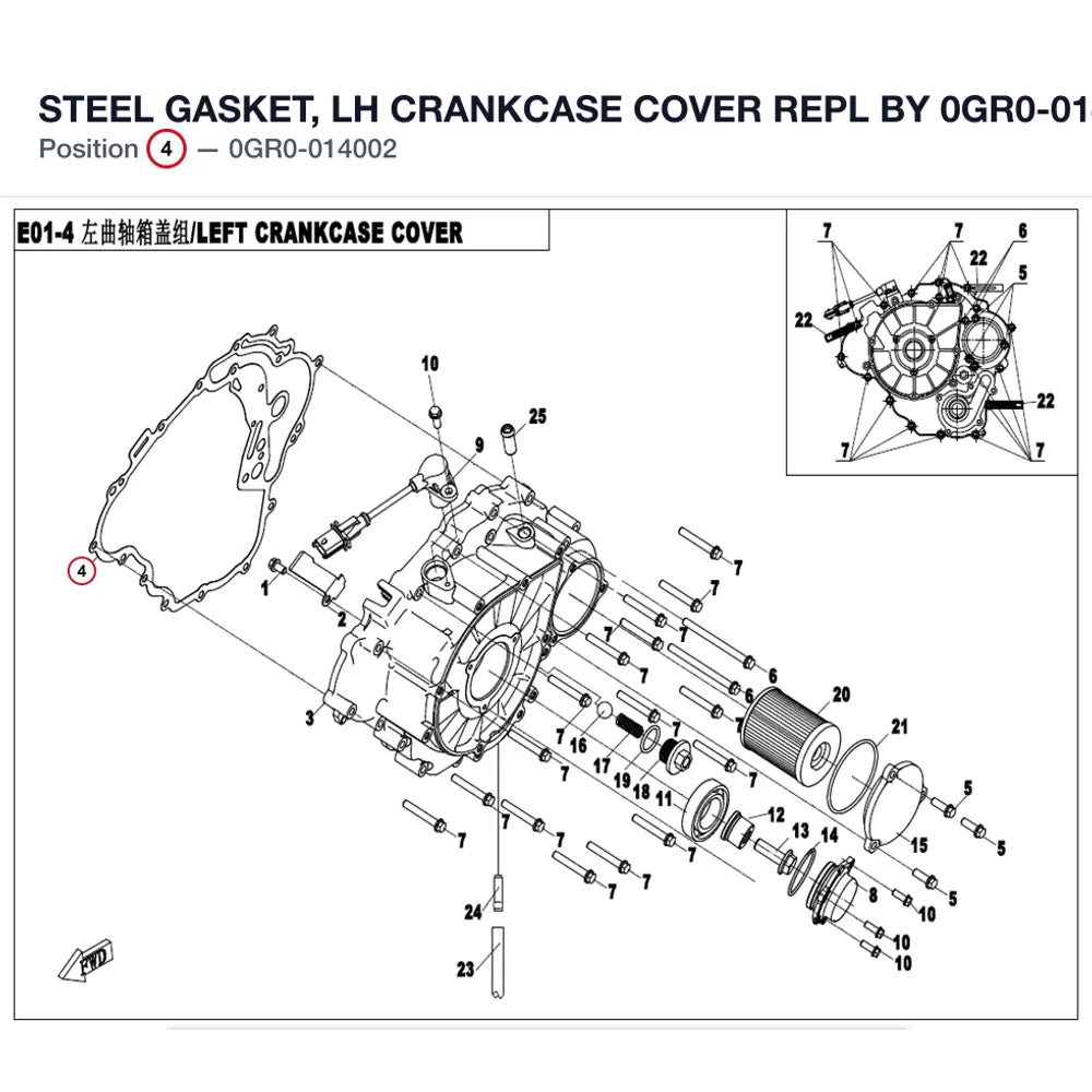 STEEL GASKET, LH CRANKCASE COVER REPL BY 0GR0-014002-10000 product image