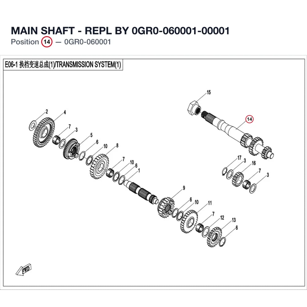 MAIN SHAFT - REPL BY 0GR0-060001-00001 product image