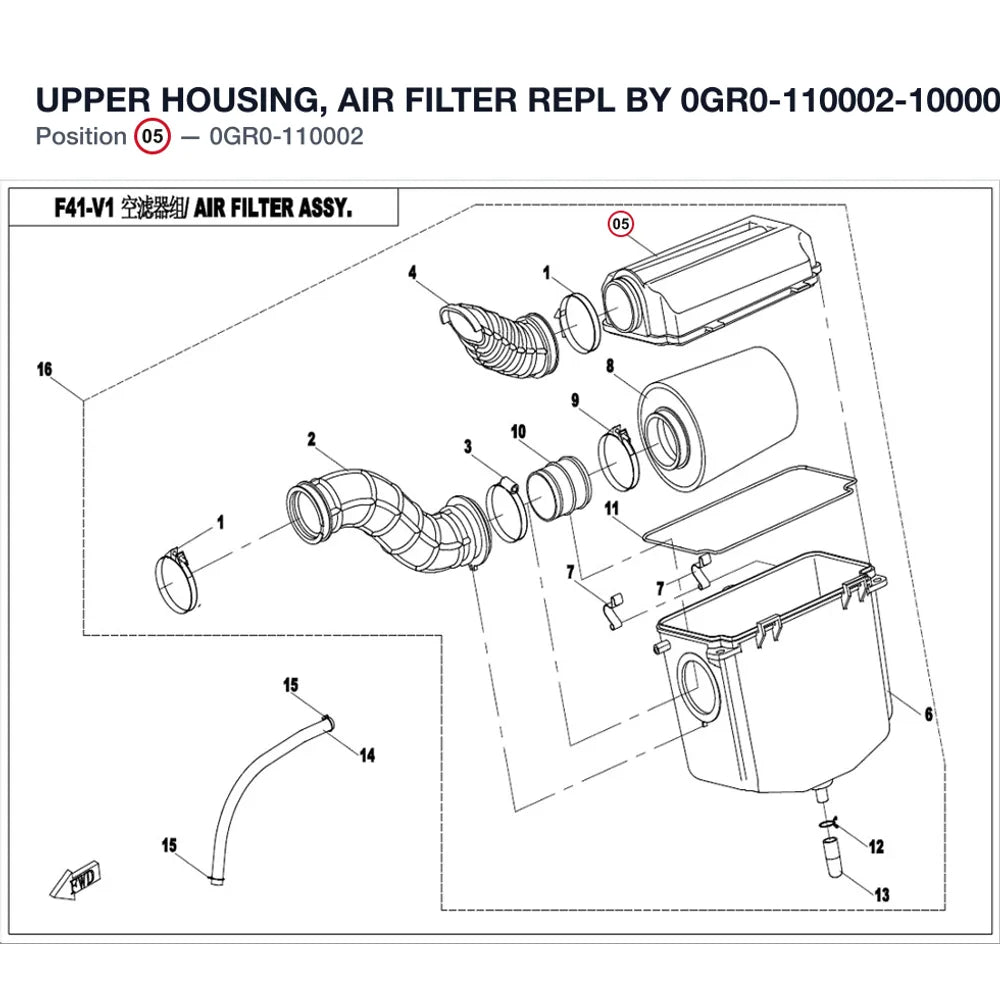 UPPER HOUSING, AIR FILTER REPL BY 0GR0-110002-10000 product image