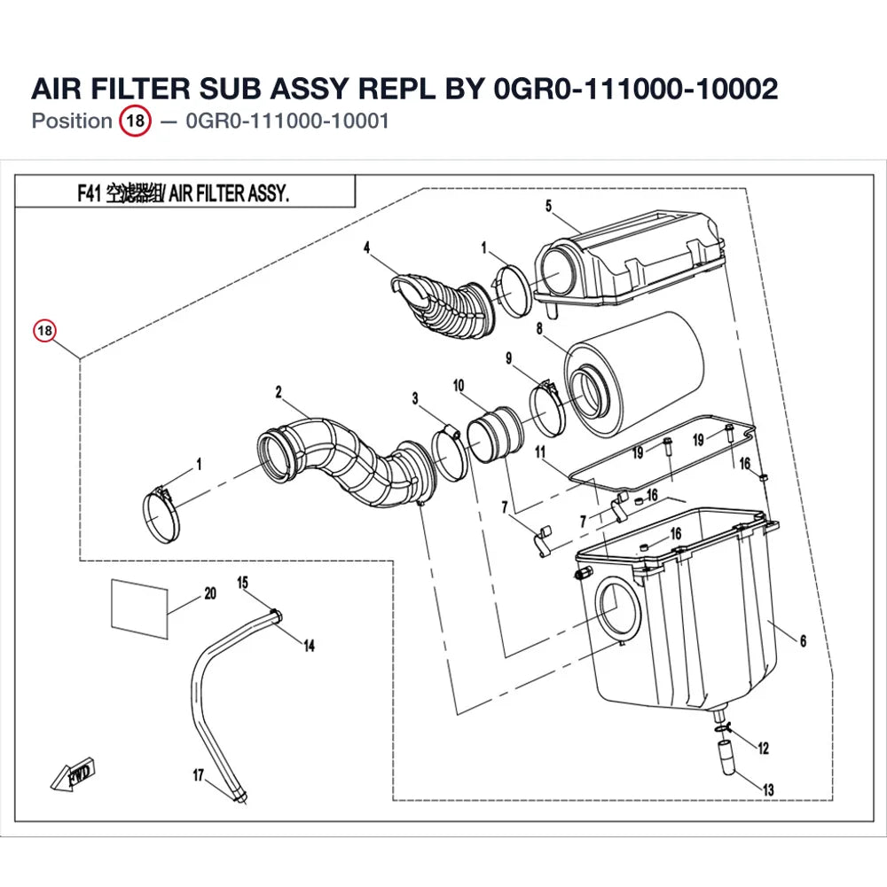 AIR FILTER SUB ASSY REPL BY 0GR0-111000-10002 product image