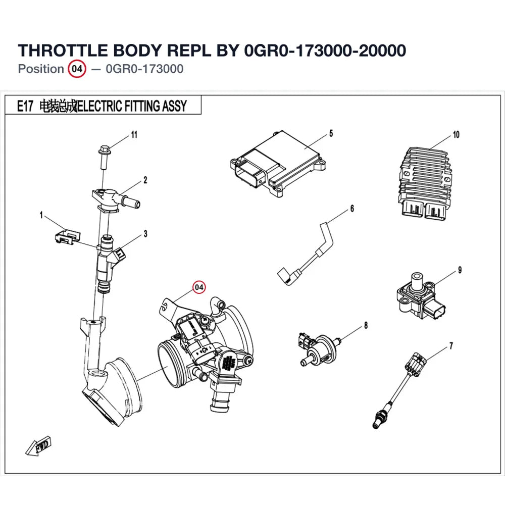 THROTTLE BODY REPL BY 0GR0-173000-20000 product image
