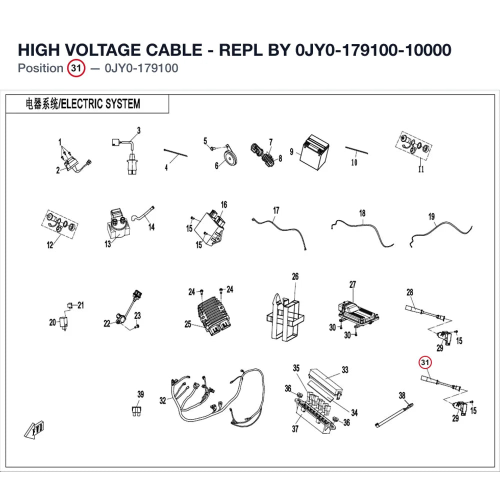 HIGH VOLTAGE CABLE - REPL BY 0JY0-179100-10000 product image