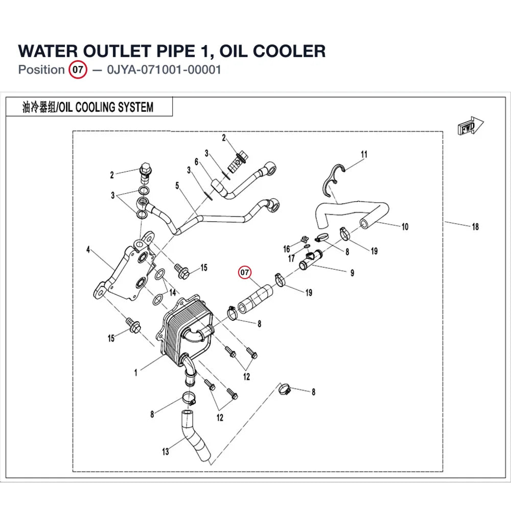 WATER OUTLET PIPE 1, OIL COOLER product image