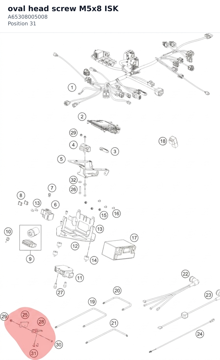Diagram preview: oval head screw M5x8 ISK (A65308005008)