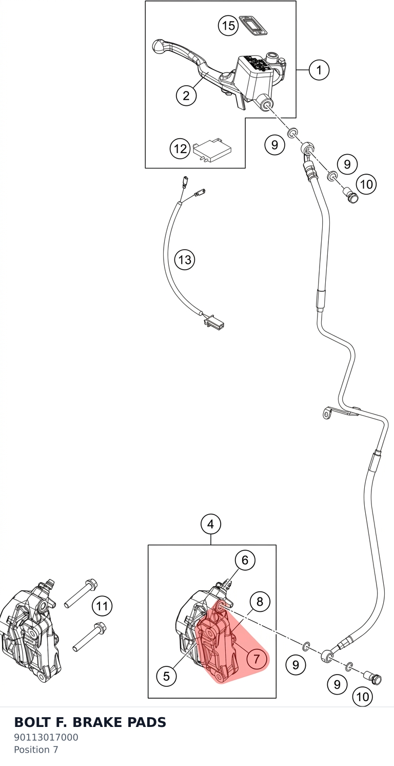 Diagram preview: BOLT F. BRAKE PADS (90113017000)