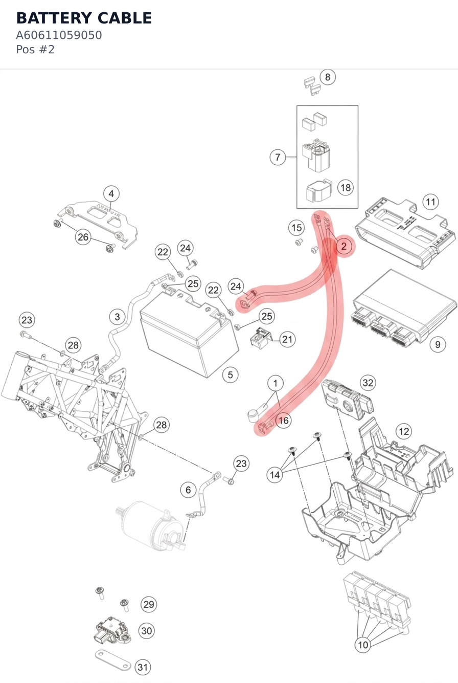 Diagram preview: BATTERY CABLE (A60611059050)