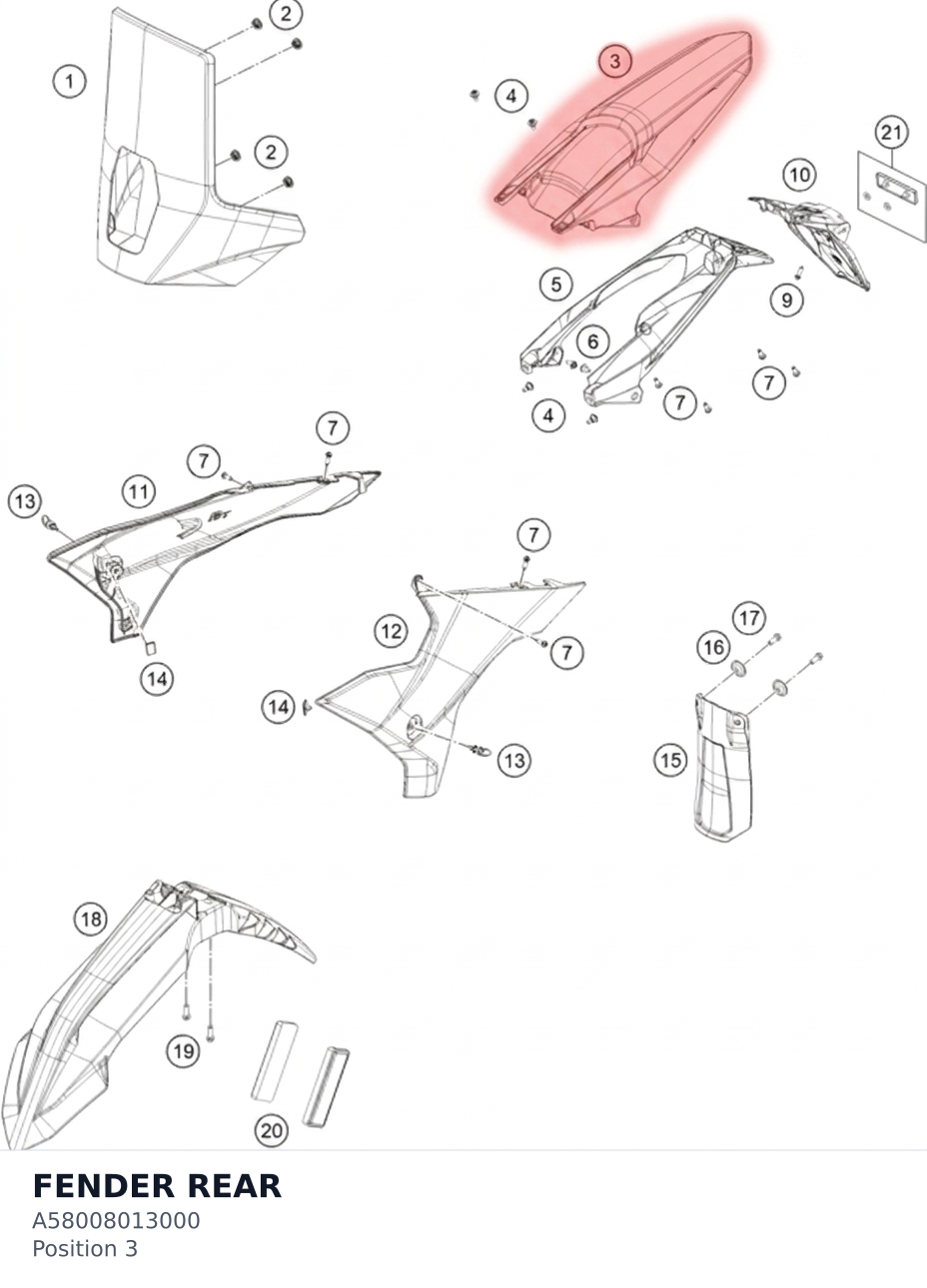Diagram preview: FENDER REAR (A58008013000)