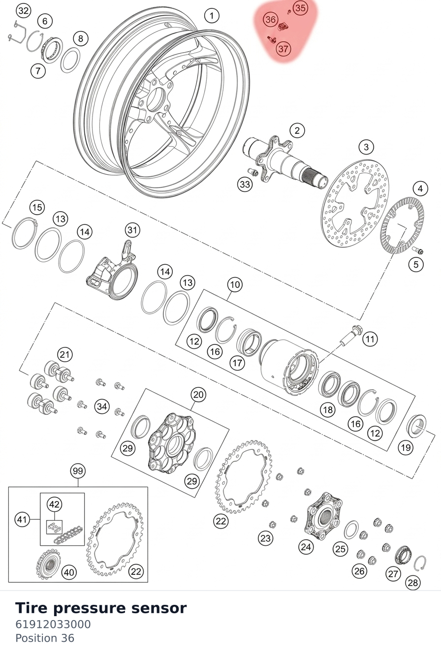 Diagram preview: Tire pressure sensor (61912033000)