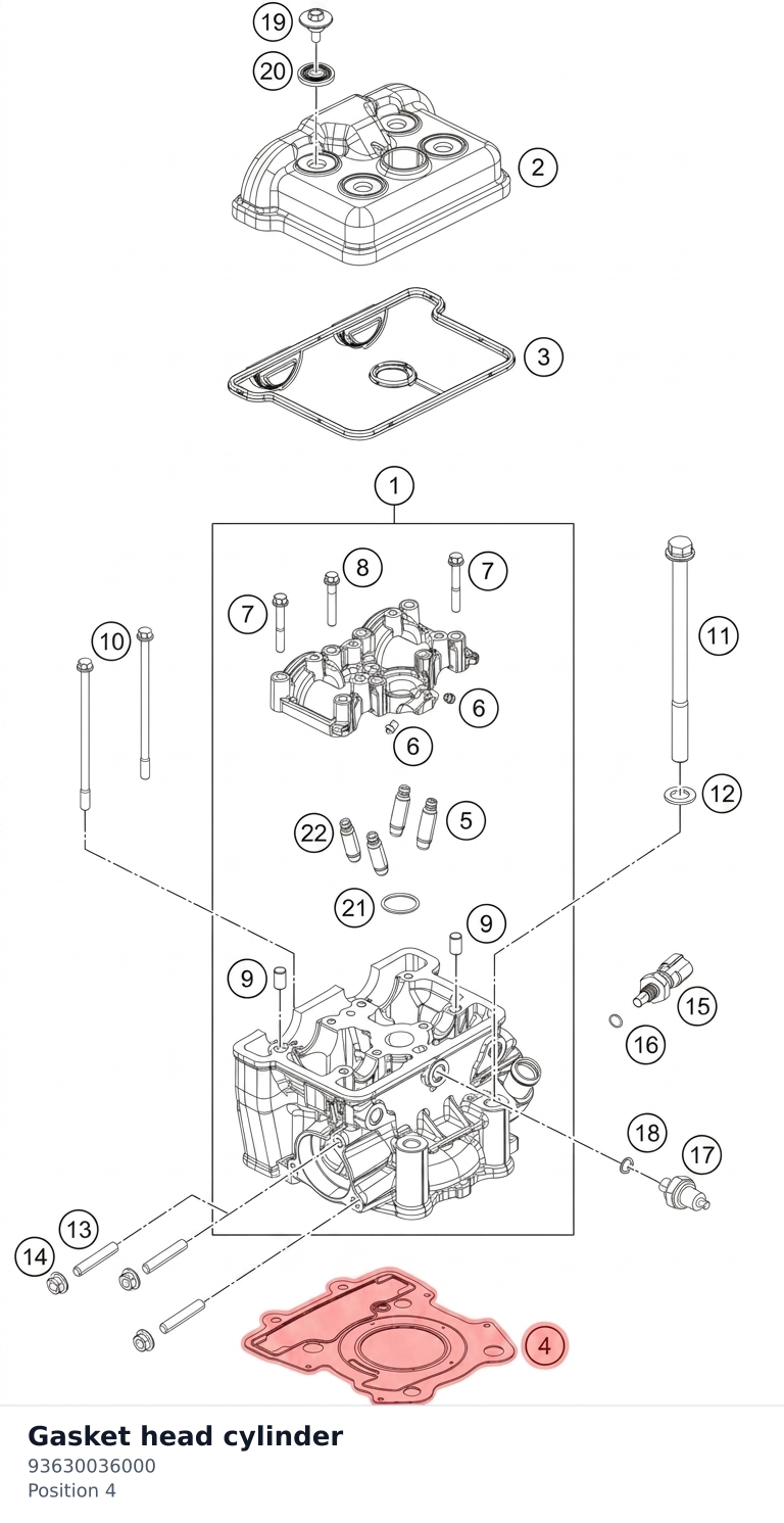 Diagram preview: Gasket head cylinder (93630036000)
