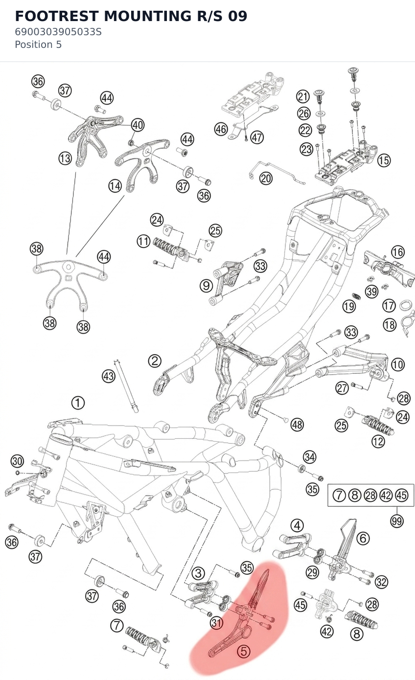 Diagram preview: FOOTREST MOUNTING R/S 09 (6900303905033S)
