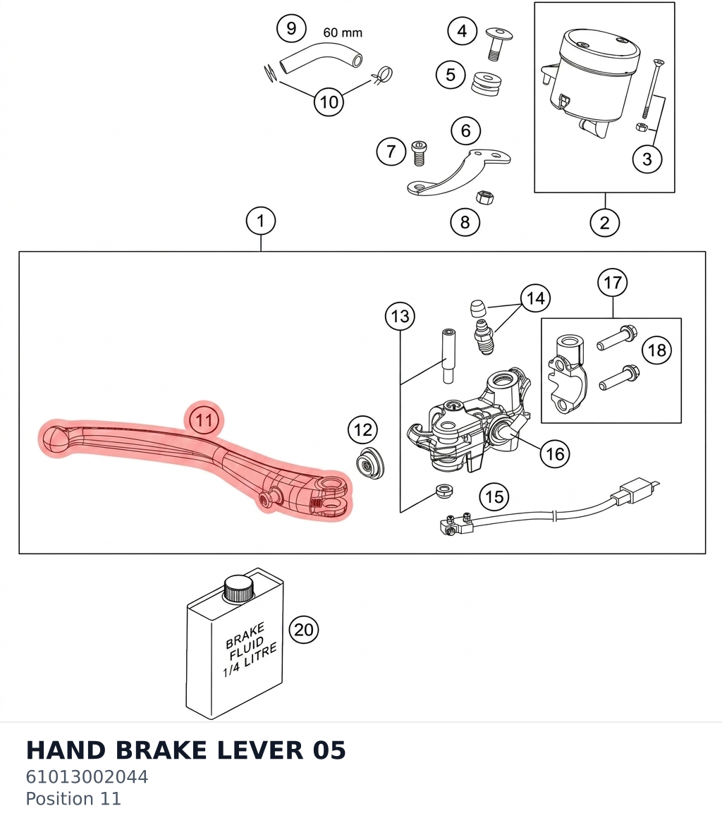 Diagram preview: HAND BRAKE LEVER 05 (61013002044)