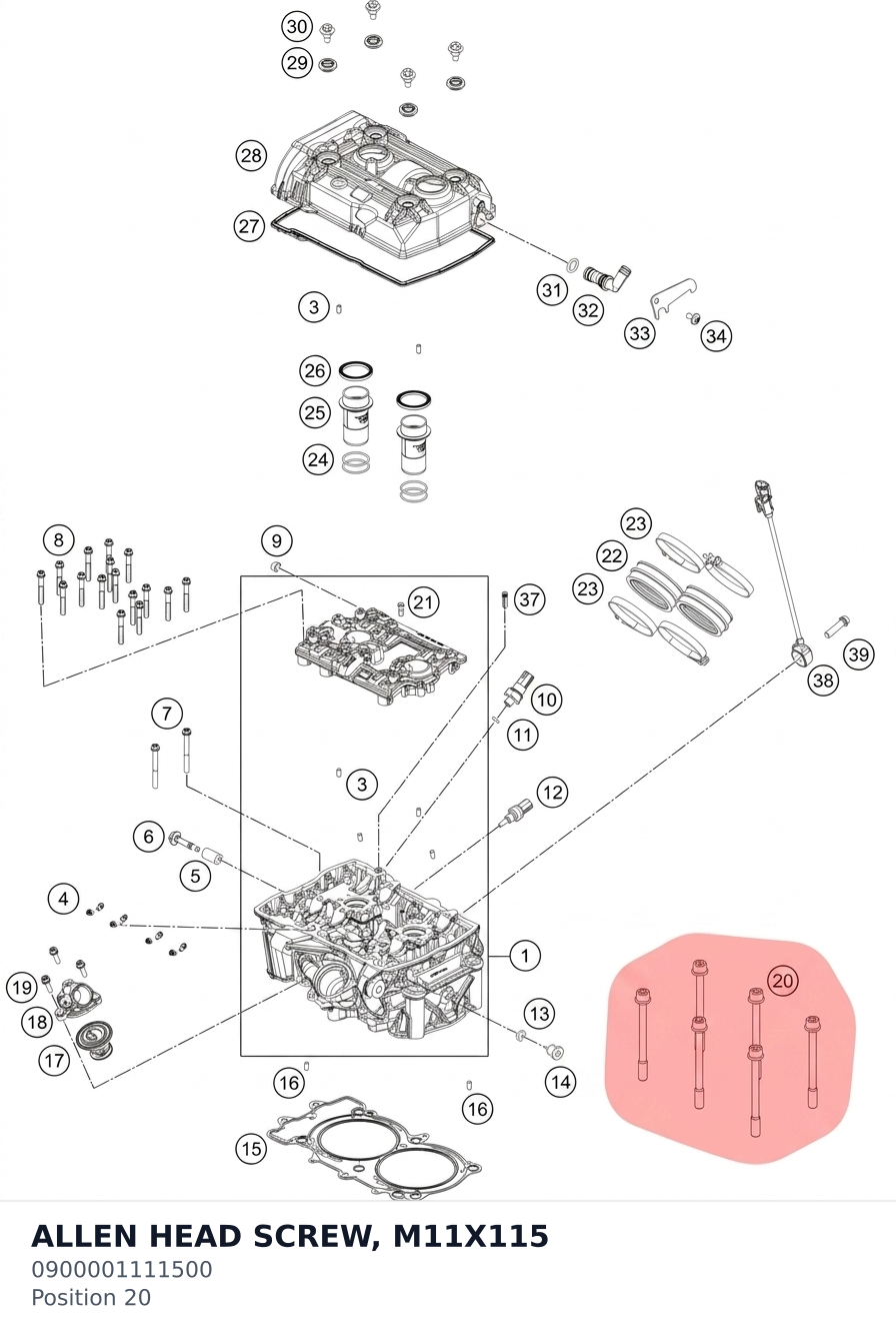 Diagram preview: ALLEN HEAD SCREW, M11X115 (0900001111500)