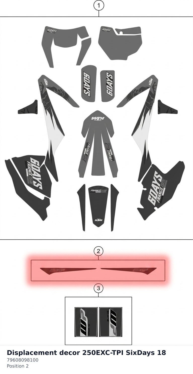 Diagram preview: Displacement decor 250EXC-TPI SixDays 18 (79608098100)