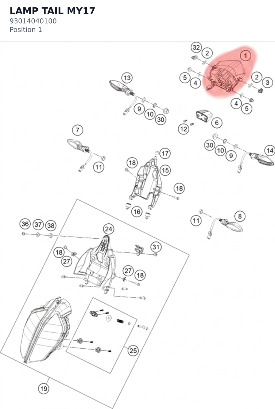 Diagram preview: LAMP TAIL MY17 (93014040100)