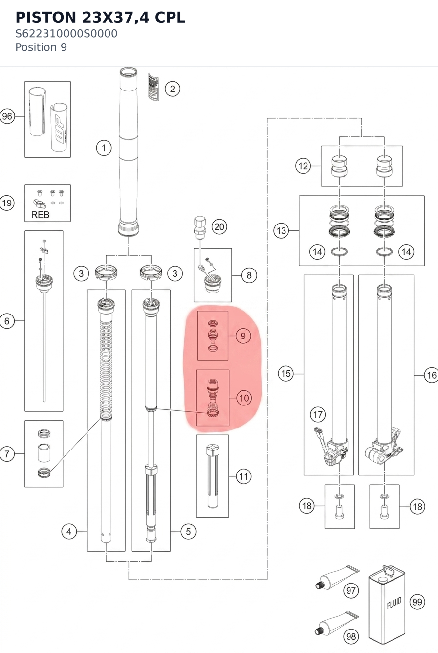Diagram preview: PISTON 23X37,4 CPL (S622310000S0000)