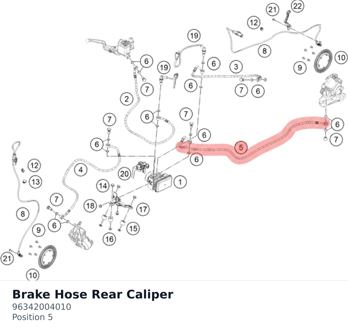 Diagram preview: Brake Hose Rear Caliper (96342004010)