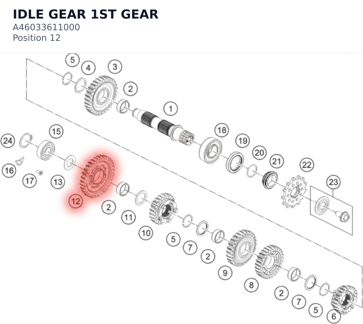 Diagram preview: IDLE GEAR 1ST GEAR (A46033611000)